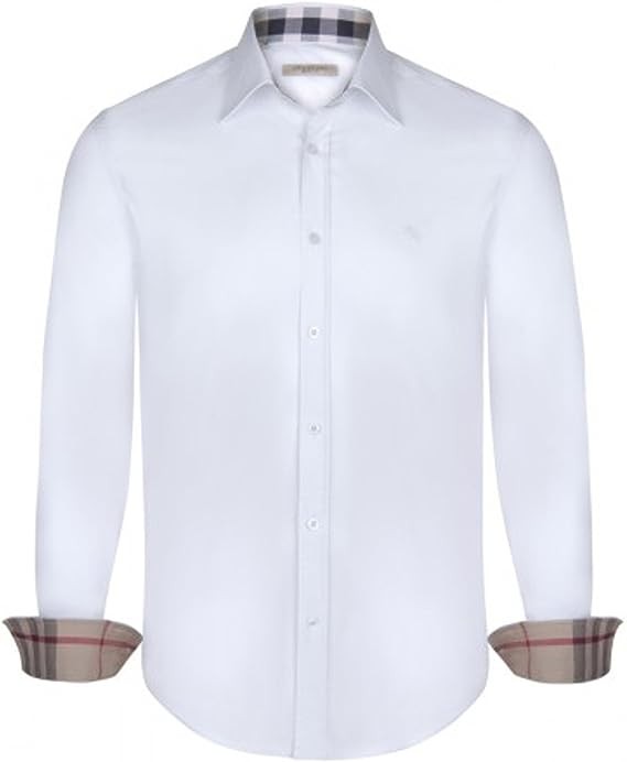 CAMICIA BURBERRY 3773811 BIANCO FANTASIA CHECK POLSINI E COLLO