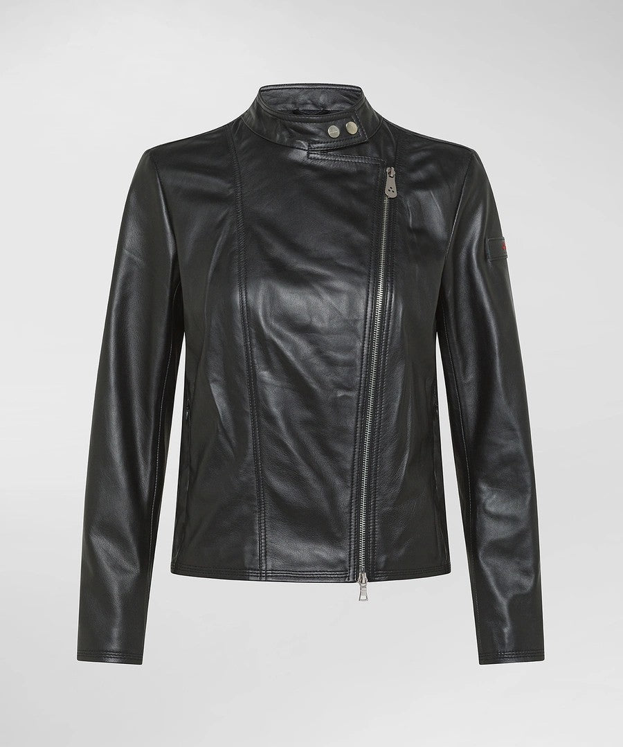 Giacca Peuterey biker in pelle con zip laterale PED355999011855