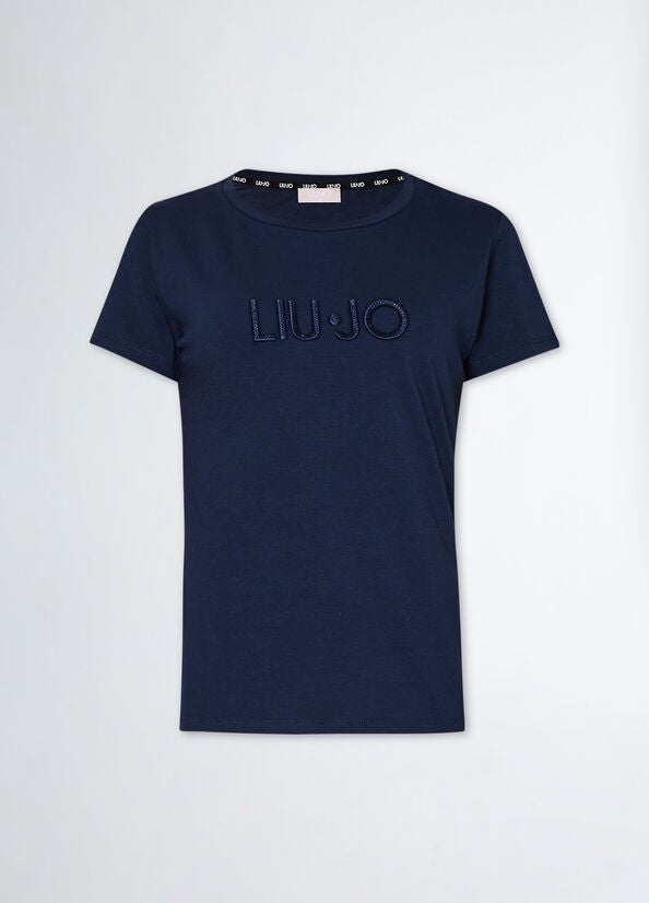 T-shirt Liu jo TA4136JS003 con stampa e strass