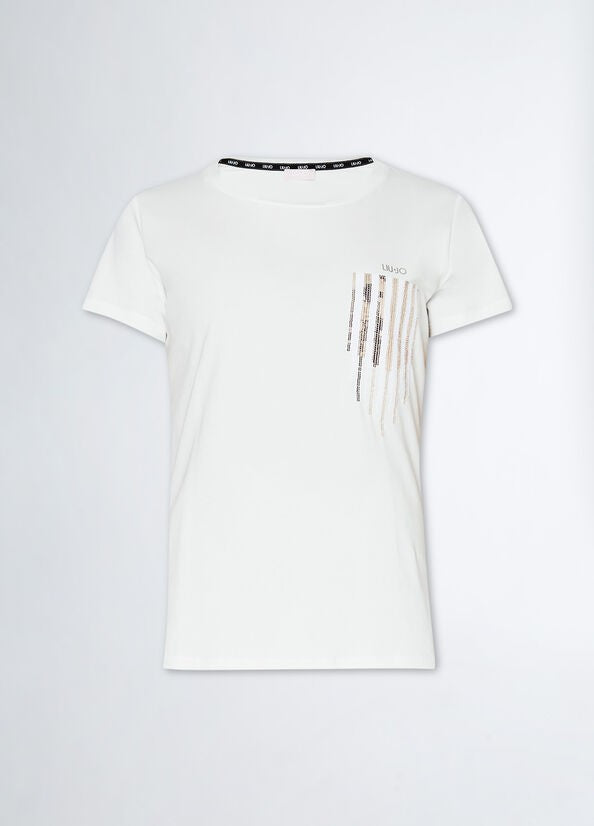 T-shirt Liu Jo TA4136 con stampa e strass