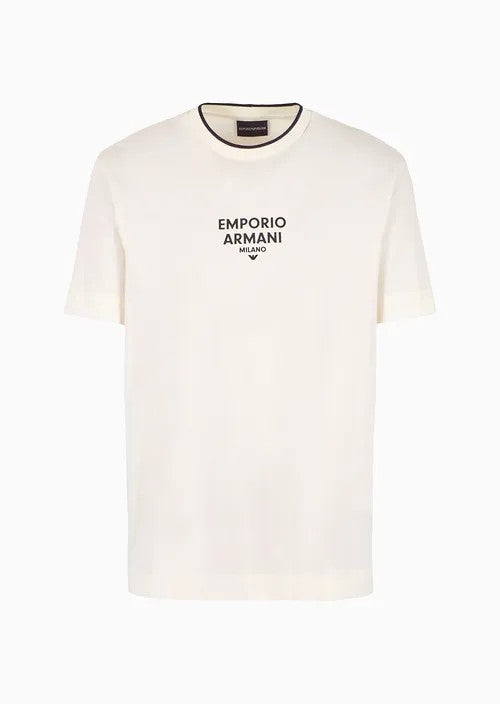 T-shirt in jersey Pima con logo gommato